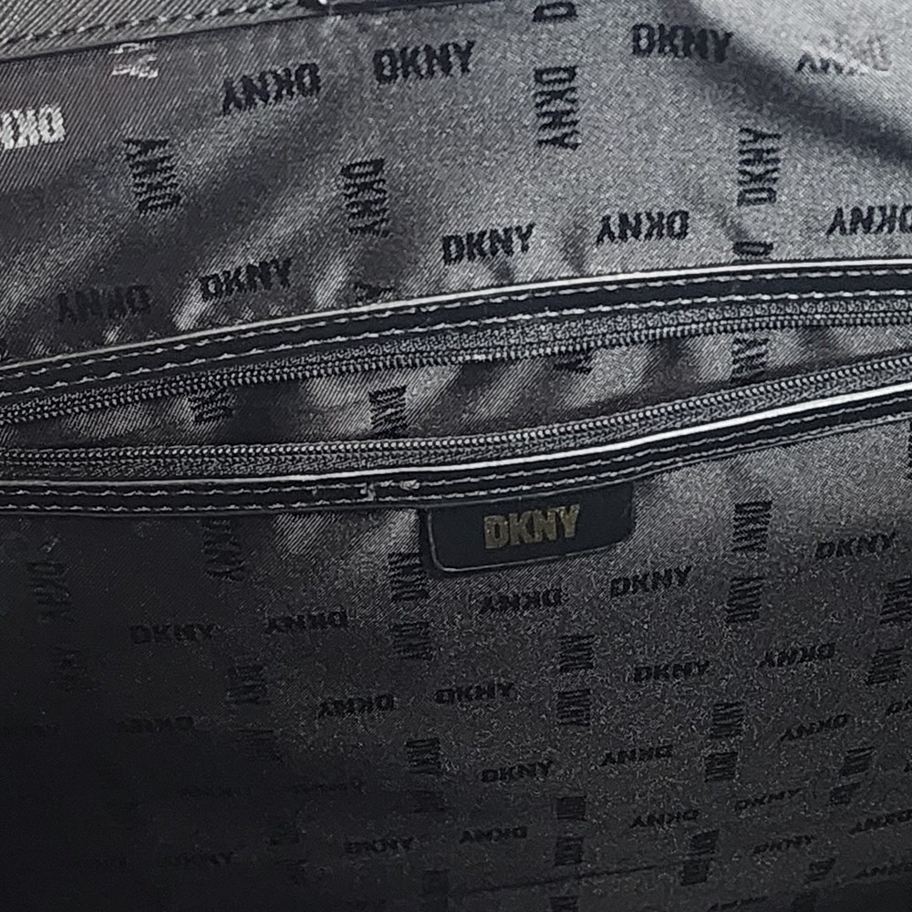 DKNY Carlita Tote Bag Black Logo Jacquard Top Handle Satchel Accent - Picture 7 of 10